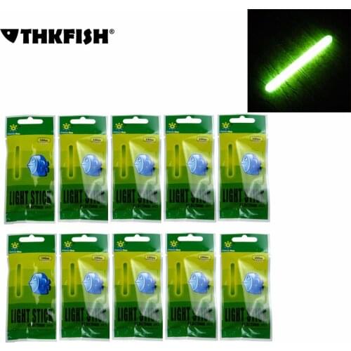10bags 7.5X75MM Luminous Fishing Float Light Stick Tube Green Fluorescent Glow Stick Wand for Night Fishing Float Tool