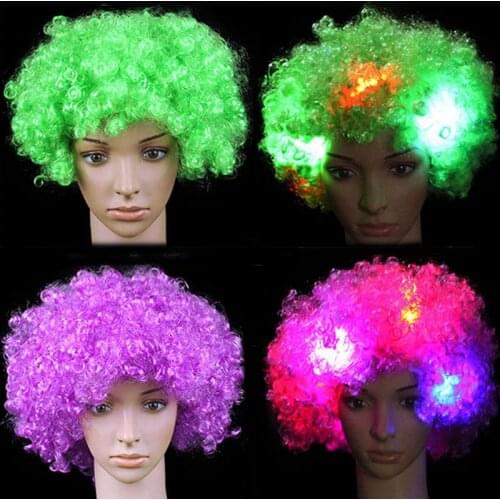 10pcs LED Flash Explosion Wig Clown Wig Fancy Dress Parties Cosplay Men Women 's for Halloween Party Costume