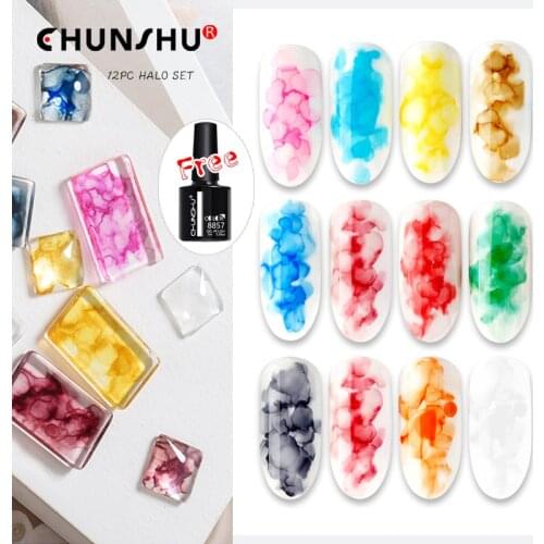 12pcs White Watercolor Ink Nail Polish Blooming Gel Nail Bubble Effect Magic Marble Nail Art DIY Varnishes Decoration Nail Salon