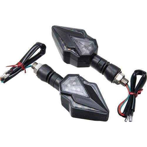 2pc DC 12V Black ABS Motorcycle Amber LED Turn Signal Flowing Water Blinker Indicator Light Red Day-time Running Lamp DIY Parts