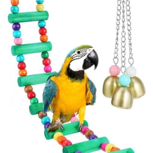 2pcs Bird Toys Parrot Hanging Bridge Stairs Swing Parrot Bells String Suspension Bridge Ladder Swing Bite Toy Bird Toy