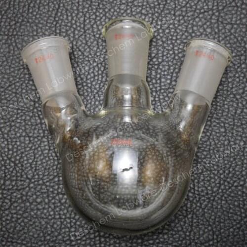 250ml,3-Neck,24/40,Round Bottom Flask,Lab Chemistry Boroslicate Glass Bottle