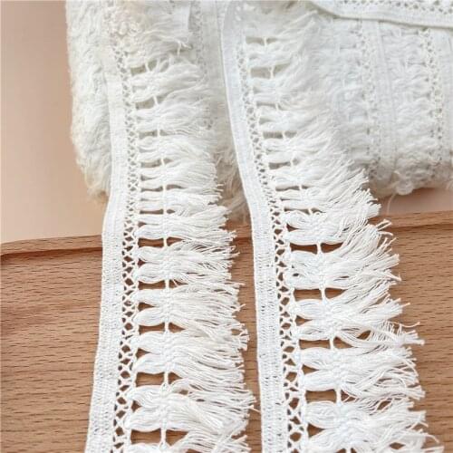 3M Ivory Cotton Lace Tassel Thread Embroidery Lace Trim Dress Guipure Fringe Ribbon Clothing Curtains Hats DIY Sewing Supplies