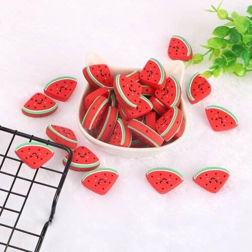 Kovict Fruit Silicone Beads 5/10pcs Watermelon Food Grade Baby Product DIY Pacifier Chain Accessories Chewable Nursing Toys