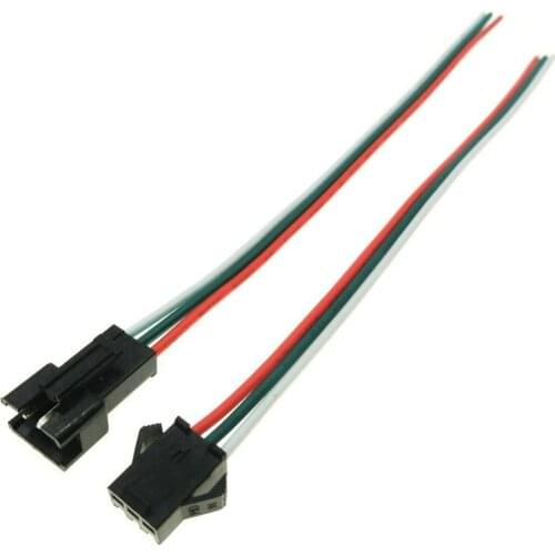 50 Pair 3pin JST SM Plug led Connector Cable 3 Pin JST SM Connector Male to Female for 2811 2812B RGB LED Strip Lights