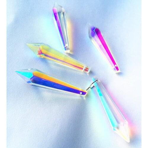 50pcs/lot 55mm AB color Crystal Glass Icicle U-drops Prisms (Free Rings ) Chanderlier Crystals Cake Topper Decoration
