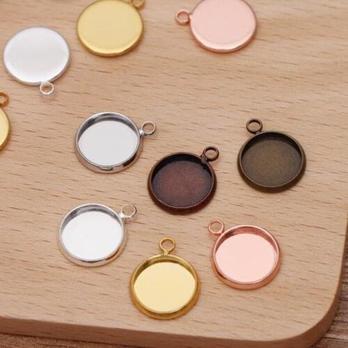 500pcs Copper plated 8mm 10mm 12mm 14mm 16mm 18mm 20mm 25mm single ring tray bezel pendant blank jewelry base cabochon settings