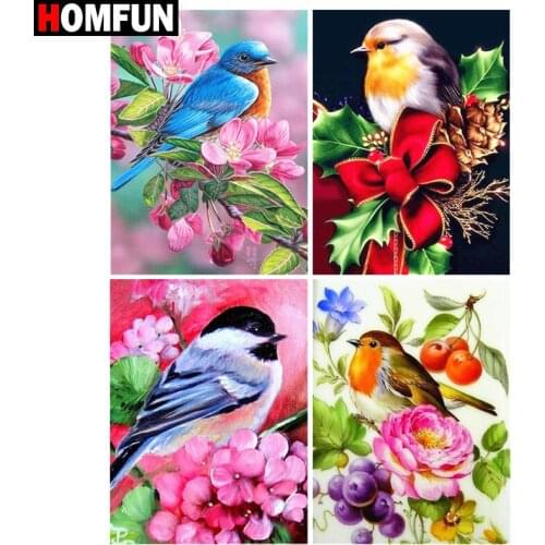 HOMFUN Full Square/Round Drill 5D DIY Diamond Painting "Bird flower landscape" 3D Embroidery Cross Stitch 5D Home Decor Gift