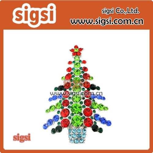 Sparkling Collections Womens Rhinestone Christmas Tree Holiday Brooch Pin jewelry