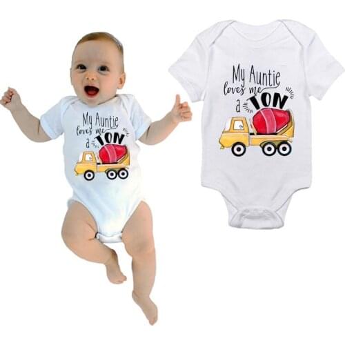 Newborn Children Baby Girl Clothes Babies Bodysuit Infant Beby Jumpsuits Sunsuit Kids Summer Clothing My Auntie Loves Me Print