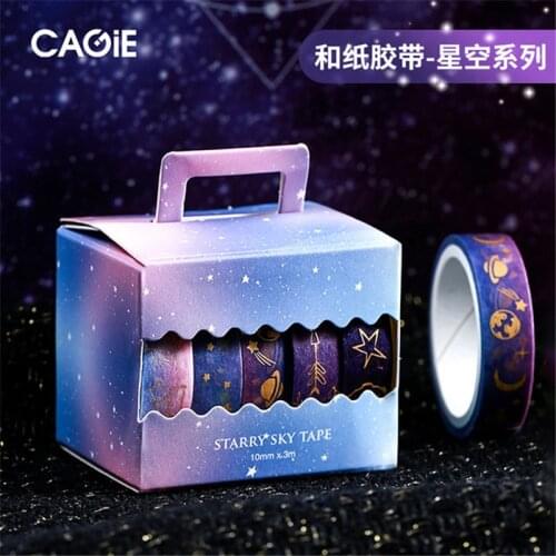 Cute Washi Tape 5Pcs/Set Kawaii Starry Sky Masking Tape Bronzing Star Decorative Tapes For Sticker Scrapbooking DIY Photo Album