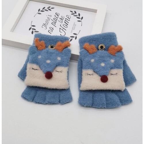 Baby Winter Gloves Beautiful Cartoon Versatile Cotton Half-finger Gloves Mittens Warm Children Mittens Knitted Hot Sell