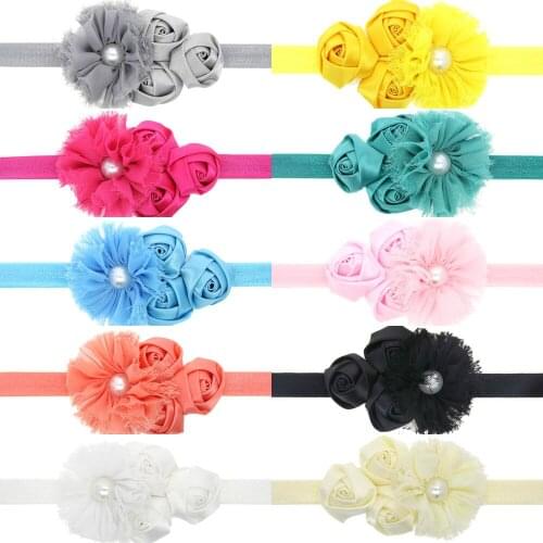 MAYA STEPAN 1 Piece Children Baby Headdress Roses Chiffon Flower Hair Head Band Newborn Hair Rope Headband Headwear Headwrap