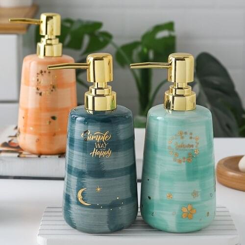 400ML Liquid Soap Dispenser 4 Colors Ceramic Hand Kitchen Sink Soap Container Bathroom Shampoo Holder Nail Free Bottle