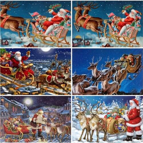 EverShine Diamond Painting Winter Cross Stitch 5D Diamond Mosaic Cartoon Picture Of Rhinestones Christmas Hobby Gift Wall Decor