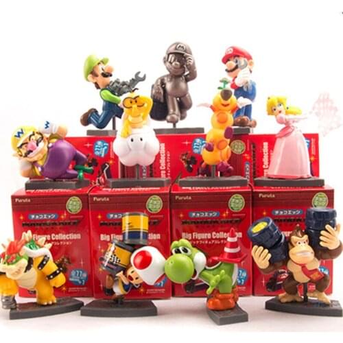 11pcs Mario Bros Fantasy Figurines Pvc Action Figures Model Toys Dolls Yoshi Princess Luigi Shy Donkey Cartoon Model Kid Gift