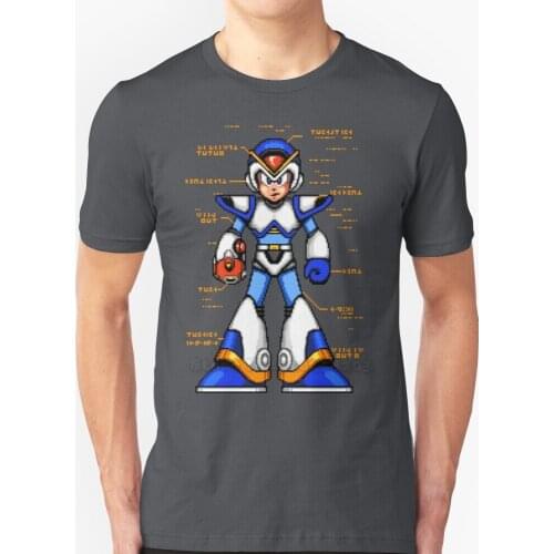 Rock Man X T-Shirts Pure Cotton O-Neck T Shirt Men Mega Man Rock Snes Retro Nostalgia Game Games Pixel Classic