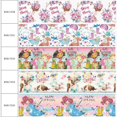 HSDCraft Free Shipping 25MM 38MM 75MM Heat Transfer Printed Grosgrain Ribbon for Diy Hair Bow