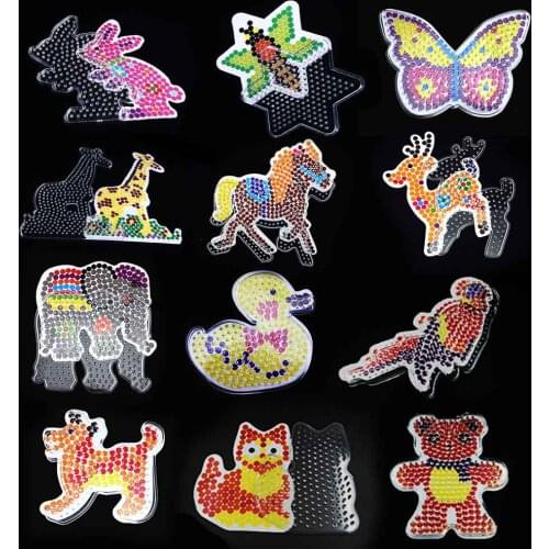 JSXuan Hama Beads Template With Color Paper Plastic Stencil Jigsaw Perler Beads Diy Transparent Shape Puzzle Pegboard patterns