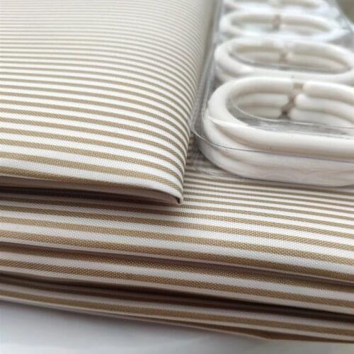 JUYANG. Bathroom waterproof shower curtain. Beige pinstripe shower curtain. High-quality thickening shower curtain
