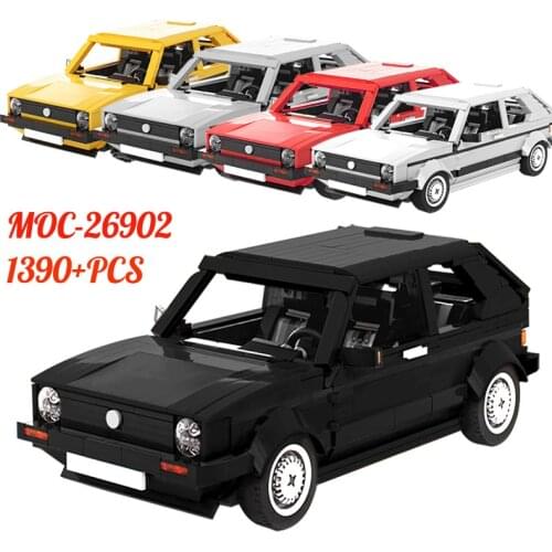 Moc Classic Style Golf MK1 building block model Racing Car Town Famous Speed Sports Car Grey Black Bricks Toys for Personal Gift
