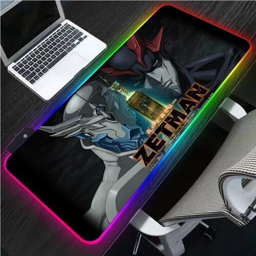 Japanese Anime Zetman Rgb Carpet Computer Keyboard Pad Luminous LED Gaming Mouse Pad PC Computer USB Gaming Accessories Desk Mat