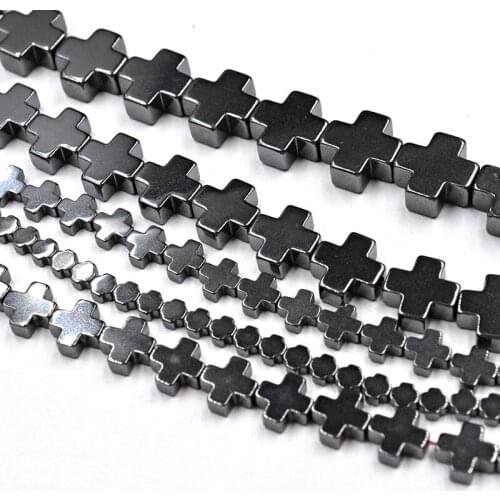 Natural Stone cross Hematite Beads Round Loose Beads 4mm 6mm 8mm 10mm 12mm DIY Necklace Bracelet Jewelry Making Accessories