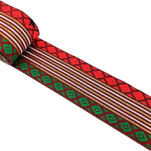 New Geometric Stripes ribbon 5CMX8YD Polyester Woven Jacquard Ribbon With Hcurtain and clothing accessory DIY guitar belt Trims