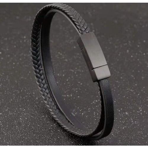 Multi Layer Leather Bracelets For Men Women Lovers Bracelet Classic Black Stainiess Steel Magnetic-Clasp Fashion Bangle Jewelry