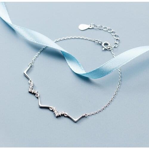 Modian Luminous CZ Geometric Wave Sterling Silver 925 Bracelet for Women Adjustable Charm Bracelet Korea Style Fine Jewelry