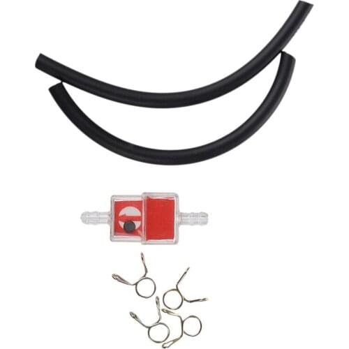 Motorcycle Scooter 6mm Gas Inline Fuel Filter W/ Petrol Pipe Hose Line Pipe Clip