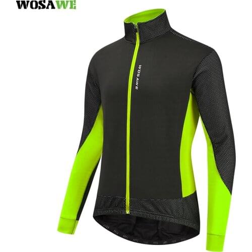 WOSAWE Men Cycling Jackets Winter Windbreaker MTB Coat Bike Jacket Keep Warm Reflective Windproof Waterproof Soft European Size