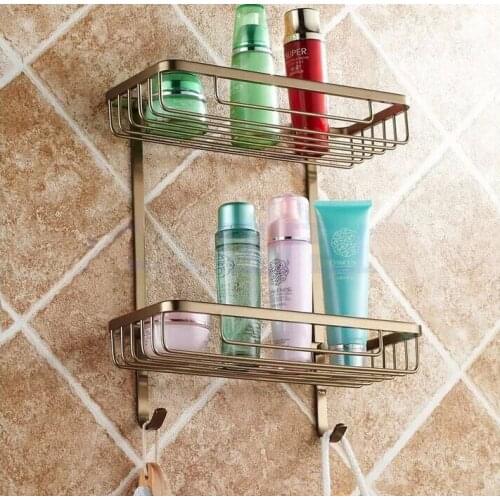 Vidric Wall Mounted Antique bronze Aluminun Bathroom Shelf Bath Shower Shelf Bathroom corner shelf Soap Holder building materia