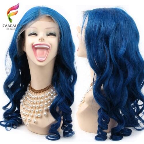 Blue Color 13*4 Lace Front Human Hair Wigs For Women Brazilian Wigs Remy Straight Lace Front Wig Pre Plucked With Baby Hair