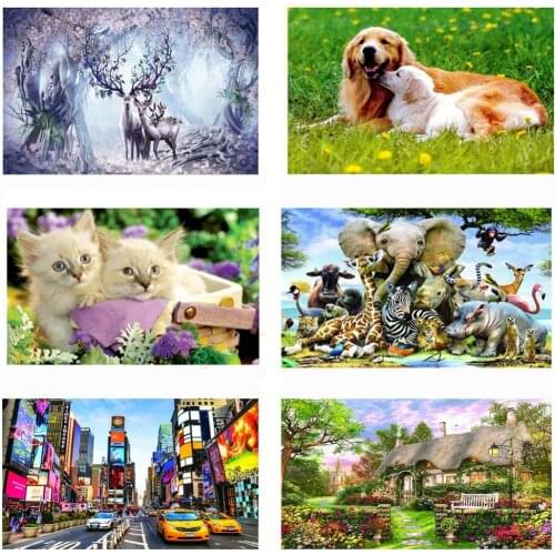 1000Pcs Adult Kids Puzzle Jigsaw Deer Cat Animal Peacock Landscape Game Toy Gift Educational Toy for Adult Kids Birthday Gift