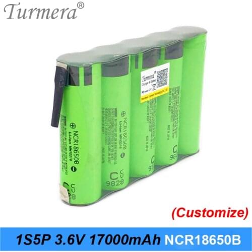 1S5P 3.7V 4.2V 17Ah 18650 Rechargeable Lithium Battery Pack Use NCR18650B 3400mAh Battery for Power Bank and Medical Equipment