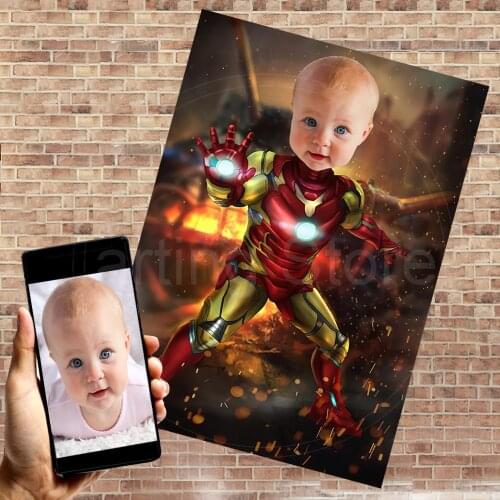 Custom Prints Personalized Marvel Baby Superhero Spider Man Kids Portrait Poster Picture Wall Art Children Gifts Canvas Painting