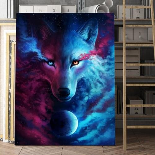 Nordic Posters Abstract Animal Lion Owl Wolf Galaxy Canvas Painting and Prints Wall Art Pictures for Living Room Home Decor
