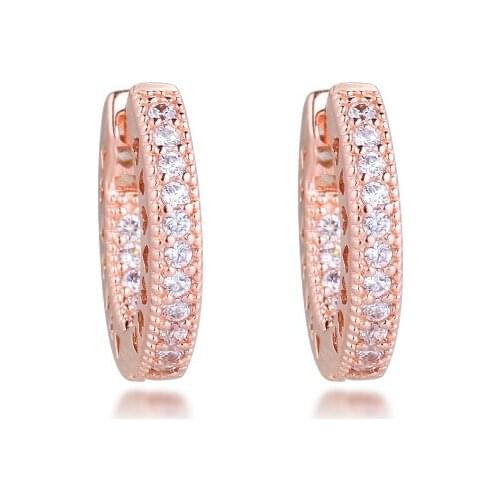 Plated rose Gold Earring 925 Silver Earrings Pave Heart Rose Hoop Earrings Authentic 925 Sterling Silver Jewelry Gift