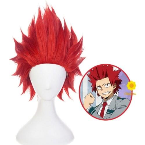 Anime My Hero Academia Kirishima Eijiro Cosplay Red Wig Boku no Hero Academia Heat-resistant Fiber Hair + Wig Cap Party Men
