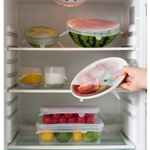 Six Sets Of Silica Gel Fresh-keeping Cover For Food Stretching Six Sets Of Universal Fresh-keeping Film For Refrigerator Microwa