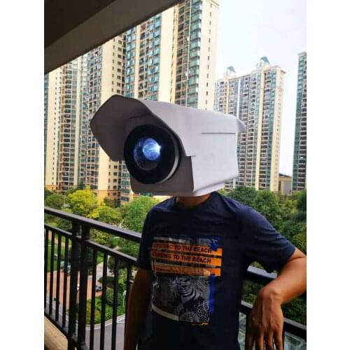 Camera helmet with LED light, Cool helmet costume for DJ nightclub musical festical dance party mirror man show girls