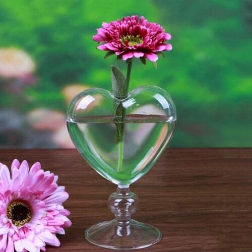 Heart Shape Glass Flower Pot Desktop Standing Vase Planter Container Home Decoration Wedding Party Decor