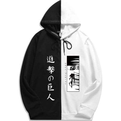 Japanese Anime Attack on Titan Harajuku Unisex Hoodie Print Double Color Hoodies Pullover Sweatshirt Harajuku Thin Clothing