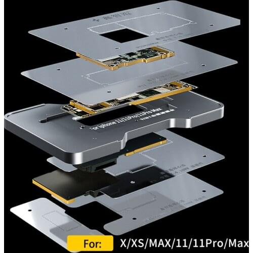 BGA Reballing Stencil Platform Fixture For iPhone X/XS/XS MAX/11/11PRO/11PRO MAX Motherboard Middle Frame Planting Tin Template