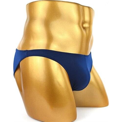 Mens Sexy Bikini Bottoms Soft Ice Silk Briefs Low Rise Male Swimmming Panties Underpants Beach Sunbath Underwear