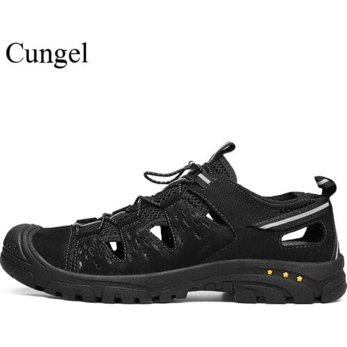 Cungel Men Outdoor Hiking shoes Spring/Summer Breathable Soft Sandals Mountain Climbing shoes Trekking Non-slip Walking shoes