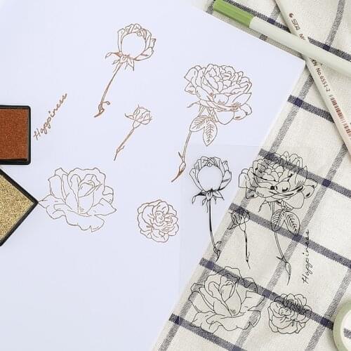 Vintage Rose Flower Transparent Silicone Clear Stamp for DIY Scrapbooking/photo Album Decorative Craft Handmade Gift