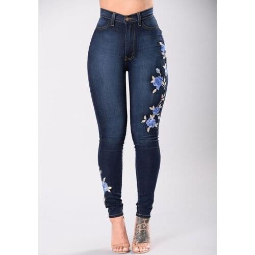 Women Jeans High Waist Skinny Push Up Large Size Jeans Spring Summer Stretch Plus Size Female Embroidered Pencil Jeans