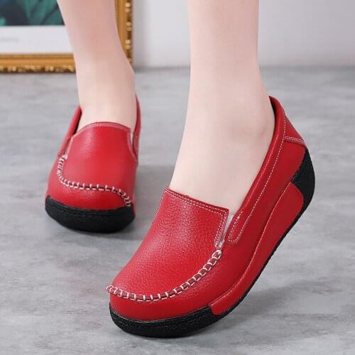 DOSREAL Genuine Leather Women Flats Shoes Loafers Shallow Trainers Comfort Slip-on Platform Ballet Sneakers Ladies Casual Shoes